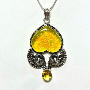 Yellow Triplet Opal Large Heart 💛 925 Gemstone Pendant